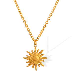 Collar con Colgante de Sol en Acero Inoxidable Dorado, Joyería de Moda para Mujer, Regalo - Product Image 5