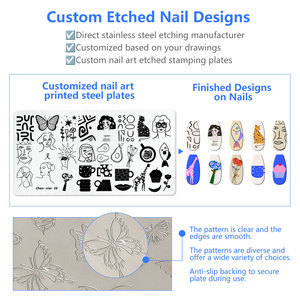 Placa de estampado de uñas de diseño personalizado OEM, flor de encaje francés, placa de sello de Arte de uñas de acero inoxidable para uso en salón, arte de uñas DIY - Product Image 5