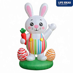 Conejo de Pascua Inflable con Zanahoria, Huevos Coloridos y Base Verde con Luces LED para Decoración Navideña en la Puerta Principal - Product Image 1