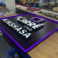Enseigne lumineuse LED 3D en acrylique avec cadre en aluminium pour entreprise, logo de marque, lettres en relief éclairées par l'avant avec panneau de support en aluminium