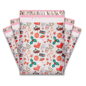 Bolsas moradas impermeables para embalaje de correo, diseño personalizado, a granel, color verde azulado, con burbujas de Navidad - Product Image 1