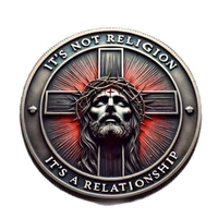 Prix usine Catholique Christ Church Souvenirs Jésus Croix Métal Pièce Commémorative