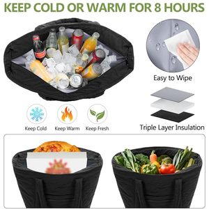 Insulated Cooler Tote Bag Holds 30 Cans, Large Leakproof Grocery Bag with Zippered Top, Soft Sided <b>Shopping</b> - Product Image 4