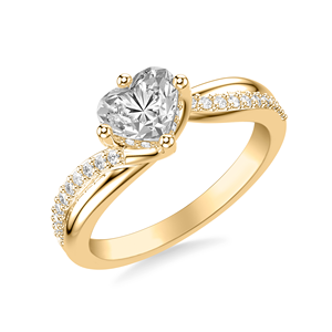 แหวนหมั้นเพชร CVD ทรงหัวใจ ทองคำแท้ 10K/14K/18K ดีไซน์เกลียวแหวก ฝังเพชรด้านข้าง สำหรับผู้หญิง - Product Image 2