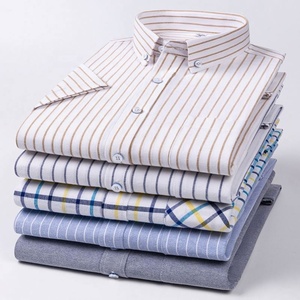 <span class=keywords><strong>Chemise</strong></span> à manches courtes à <span class=keywords><strong>carreaux</strong></span> pour <span class=keywords><strong>homme</strong></span>, en tissu Oxford délavé, décontractée, cardigan, col boutonné, pour papa, <span class=keywords><strong>chemise</strong></span> à demi-manches - Product Image 4