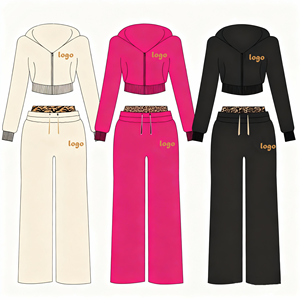 Completo Sportivo da Donna Autunno e Inverno con Logo Personalizzato Composto da Felpa con Cappuccio e Pantaloni Lunghi per Allenamento e Jogging Set da 2 Pezzi per Adulti Vendita all'Ingrosso - Product Image 1