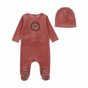 Baju kodok bordir bayi baru lahir, Jumpsuit warna polos leher O dengan topi, Set baju terusan bayi baru lahir musim semi musim gugur - Product Image 6
