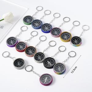 Ngoài trời Đi Bộ Đường Dài công cụ điều hướng mini hợp kim nhôm la bàn Keychain với Rhinestone dát thời trang kim loại vòng chìa khóa - Product Image 6