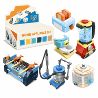 Set de Bloques de Construcción de Electrodomésticos para el Hogar con Tostadora, Licuadora y Aspiradora, Juguetes Creativos para Niños para Exhibir y Jugar