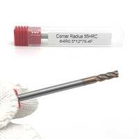 Fraise à rayon d'angle en carbure monobloc HRC55 à queue droite