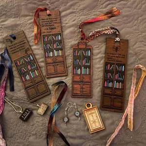 High Quality Bookshelf Bookcase <b>Bookmark</b> Wooden Crafts Pendant DIY Wood <b>Bookmarks</b> - Product Image 1