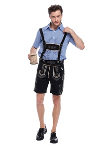 Costume allemand <span class=keywords><strong>Lederhosen</strong></span> marron authentique en faux daim de luxe Oktoberfest, tenue Ecoparty - Product Image 2