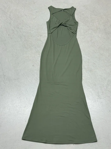 Vestido Maxi Verde Sexy para Mujer, Corte Sirena, Escote Halter con Torsión Frontal, Sin Mangas, para Fiesta de Noche - Product Image 6