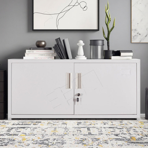 Armoire de classement minimaliste en métal blanc avec serrure à clé pour bureau et usage domestique - Product Image 2