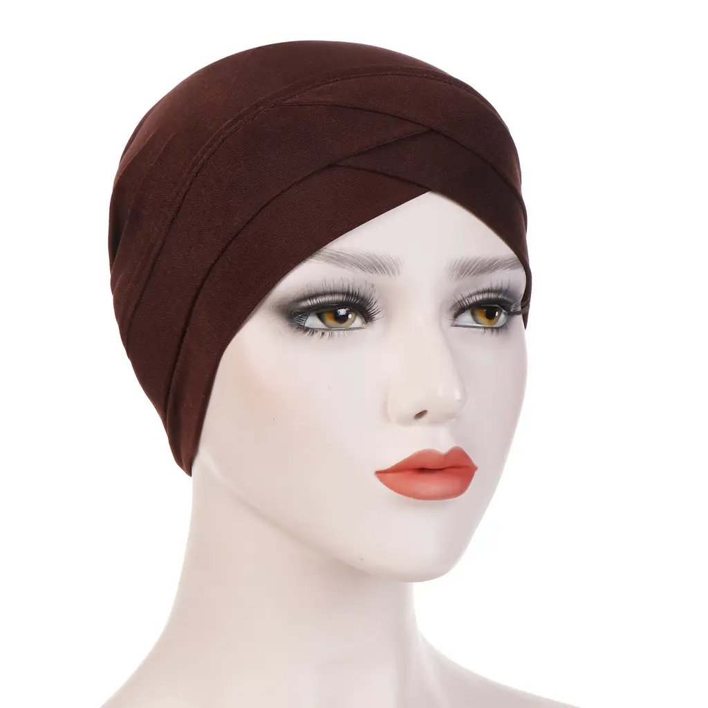 Bán buôn rắn 6 màu sắc Twist hồi giáo khăn xếp đầu quấn tóc phụ kiện ngủ bonnets Beanie Turban mũ cho phụ nữ