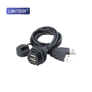 <span class=keywords><strong>Prise</strong></span> de panneau filetée étanche IP67 M25 double USB 2.0 avec câble de 5 m - Product Image 1