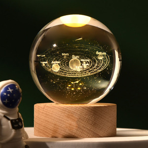 Tinh thể Bóng Đêm ánh sáng mặt trăng trang trí máy tính để bàn trang trí nội thất Thiên Văn Học hệ thống năng lượng mặt trời mô hình trang trí mặt trăng rắn gỗ trong suốt - Product Image 1