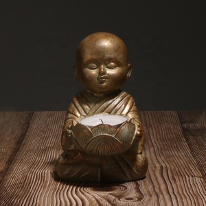 Statua di Buddha in Stile Zen, Piccolo Monge, Ornamento Decorativo per Scrivania, Ingresso, Soggiorno e Vetrina del Vino - Product Image 2