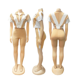 Viviblook Z509ST10 Vêtements d'été pour femmes, ensemble décontracté 2 pièces, short à manches courtes, manches chauve-souris, tenue de sport d'été - Product Image 3