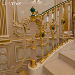 Escalera <span class=keywords><strong>de</strong></span> Diseño <span class=keywords><strong>de</strong></span> Lujo para Hotel/Villa, Nuevo Diseño Curvo <span class=keywords><strong>de</strong></span> Mármol con Patrón <span class=keywords><strong>de</strong></span> Flores en Agua, Escalera <span class=keywords><strong>de</strong></span> Mármol - Product Image 2