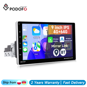 Autoradio Android Podofo 1 Din réglable 9 pouces 4+64G avec écran tactile, CarPlay & Android Auto, égaliseur DSP, GPS, stéréo de voiture OEM d'usine - Product Image 1