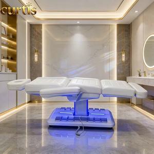 Moderna Camilla de Masaje Facial para Salón de <span class=keywords><strong>Belleza</strong></span> <span class=keywords><strong>y</strong></span> Spa, Ajustable, Eléctrica, Reclinable, 3 Motores, Cuero PU, Acero Inoxidable, para Sala de Estar - Product Image 2