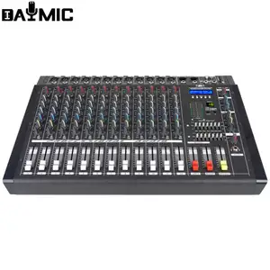 AOSHEN Amplificador de 8 canales Mezclador de grabación de audio profesional 16 DSP Echo 2X300W/8ohm USB BT con micrófono inalámbrico recargable