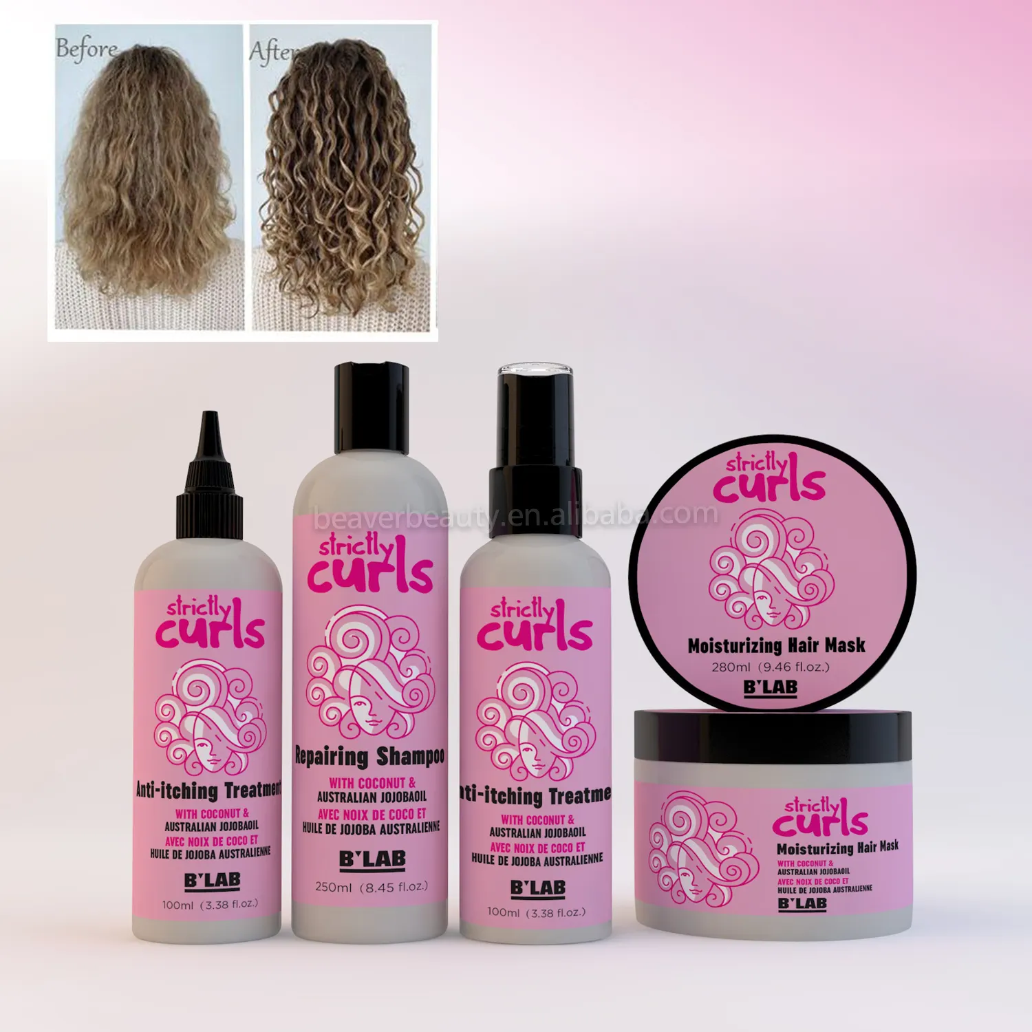Private Label Customize Natural Keratin Hair Curling Cream 4c Black Hair Care Products for Curly Hair Care Set
