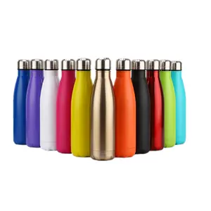 buzio insulated water bottle Suppliers-500ML Vacuum Insulated Travel Water Bottle Leak-Proof Double Walled Cola Shape Stainless Steel Water Bottle