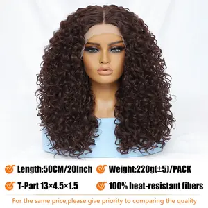 Wholesale Natal Curly Hair Products Deep Wave Synthetic Afro Kinky Curly Braided Wigs Glueless Full Hd Lace Wigs For Black Women