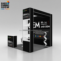 Stand d'exposition portable 10x10 pieds en aluminium, type pop-up, droit, avec étagères internes, tissu polyester, couleur personnalisée