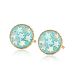 A00414448 18K gold color Stars embellished cute stud earring Environmental Copper baby jewelry