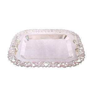 Luxury Hotel and Restaurant Serving <b>Tray</b> New Design <b>Silver</b> Plated Handmade <b>Decorative</b> <b>Tray</b> on Hot Sale - Product Image 1