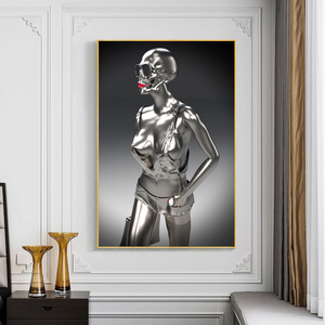 <span class=keywords><strong>Labios</strong></span> <span class=keywords><strong>rojos</strong></span> Metal mujeres arte lienzo pintura pared arte carteles e impresiones Sexy chica estatua pared imagen Decoración Para sala de estar - Product Image 2