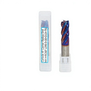 Fresa de radio de esquina de 4 filos con revestimiento Nano-Blue HRC 68 grados 12R0.5*30*D10*75L para mecanizado de acero inoxidable - Product Image 1