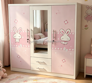 Armoire Moderne Autoportante Anti-Poussière pour Enfants avec Portes Coulissantes Décoratives, Meuble de Rangement en Acier pour Balcon, Chambre, <span class=keywords><strong>Vêtements</strong></span> <span class=keywords><strong>et</strong></span> Jouets - Product Image 6
