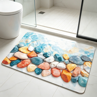 Tapis en terre de diatomée à motif de pavés colorés, antidérapant, absorbant l'eau, décoration intérieure, tapis de porte