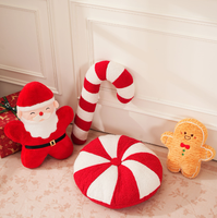 Coussin décoratif de Noël en forme de poupée, bonhomme en pain d'épices, figurine de sapin de Noël, décoration de bonhomme de neige, coussin décoratif pour salon