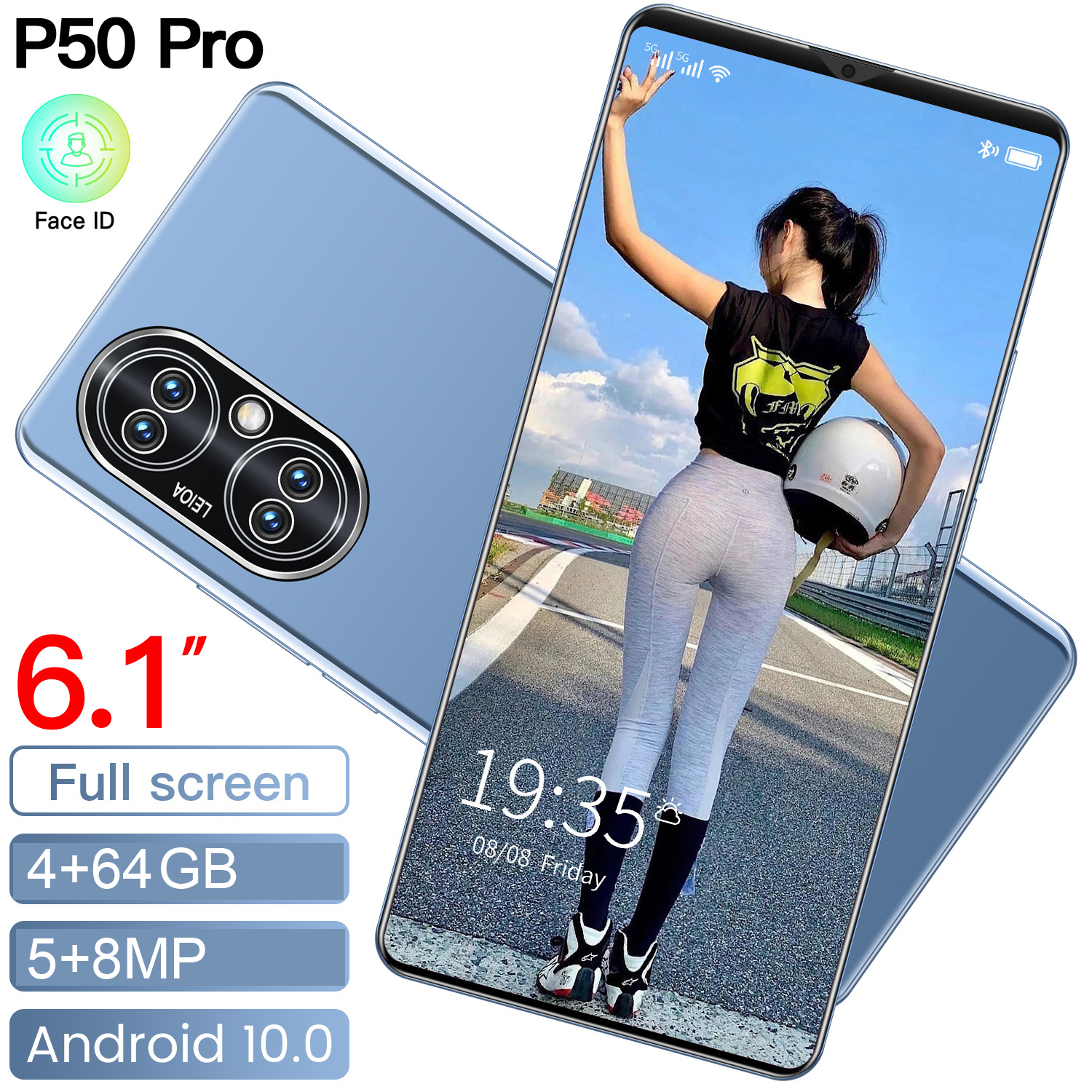 New Global P50 PRO Android 10.0 Mobile Phone 6.1 HD Camera SmartphoneGlobal 5G Dual SIM 4G gsm