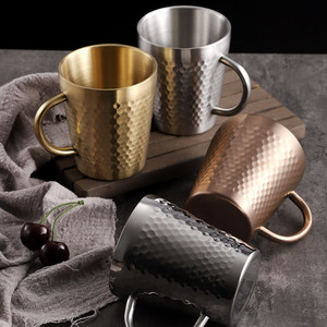 304 Stainless Steel <b>Double</b> <b>Wall</b> Coffee <b>Mug</b> Straight Cup Vacuum Insulated For Tea Beer Milk Breakfast Use - Product Image 3