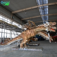 Parc d'attractions extérieur Gecai de haute qualité 3 têtes Fly Dragons Monster Animatronic Model