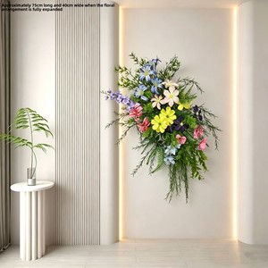 Arrangement floral réaliste de pivoines et hortensias artificiels style forêt Monet Garden pour présentation de mariage sur le sol ou en vitrine - Product Image 4