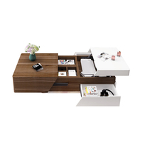 Table basse moderne avec rangement, plateau relevable, table centrale, 2 tiroirs