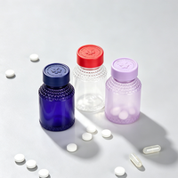 Bouteilles de compléments alimentaires en PET à texture gaufrée, couleur personnalisée, avec bouchon à vis, conteneur vide pour capsules de vitamines et pilules, pour les soins de santé et les compléments alimentaires