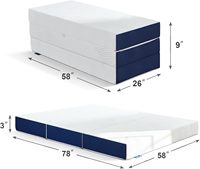Colchón plegable personalizado de espuma viscoelástica de carbón de bambú para adultos, colchón de tres pliegues para invitados, futón japonés