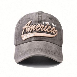 Gorra de béisbol deportiva vintage de algodón lavado con visera y logo 3D bordado de América de 6 paneles para mujer, al por mayor - Product Image 4