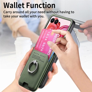 Étui en cuir magnétique pour <span class=keywords><strong>Motorola</strong></span> Razr60 Ultra Razr50 Razr+ 2025 avec porte-cartes, support anneau et texture gaufrée, coque de protection - Product Image 4