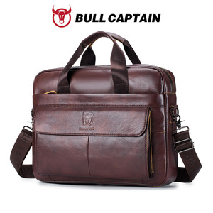 BULLCAPTIAN Brand Men's Genuine Leather Retro Luxury Soft <b>Briefcase</b> Large Capacity Laptop Business Crossbody Bag Lightweight - Product Image 1