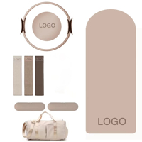 Ensemble d'accessoires de yoga et Pilates : Tapis de yoga ovale en PU, haltères de poignet et de cheville en silicone, anneau de Pilates