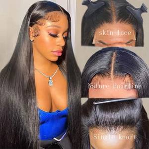 Perruque frontale en dentelle suisse HD 13x4 13x6 double densité, cheveux humains brésiliens vierges bruts alignés sur les cuticules, vente en gros - Product Image 4